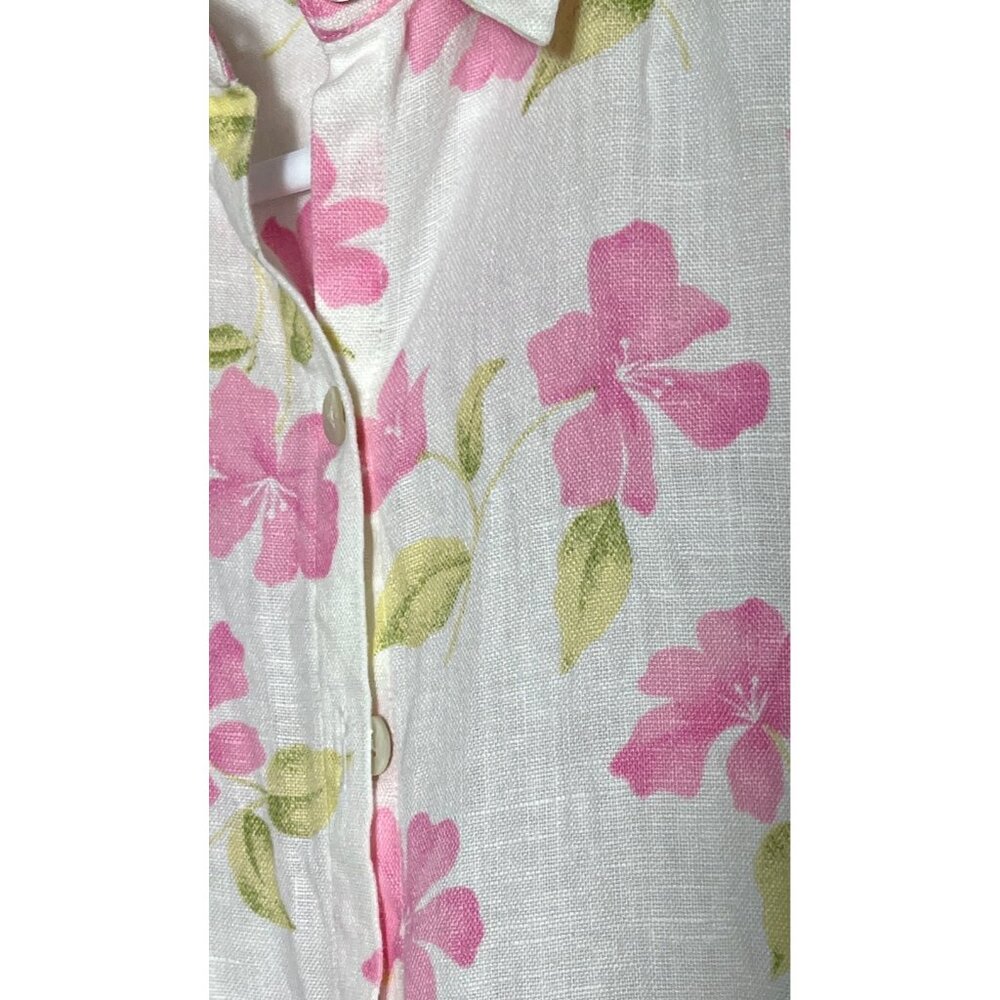 Studio Works Floral Linen Shirt Cottagecore Button Fairy Spring Layers Womens S - Picture 10 of 10